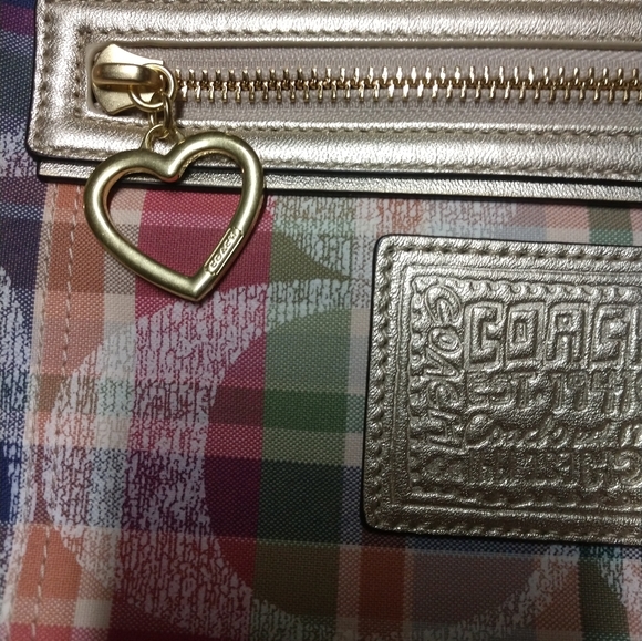 New Coach Poppy ‘Madras’ Plaid Signature C Canvas Tote & Billfold Set WoW!!!! - Picture 10 of 14